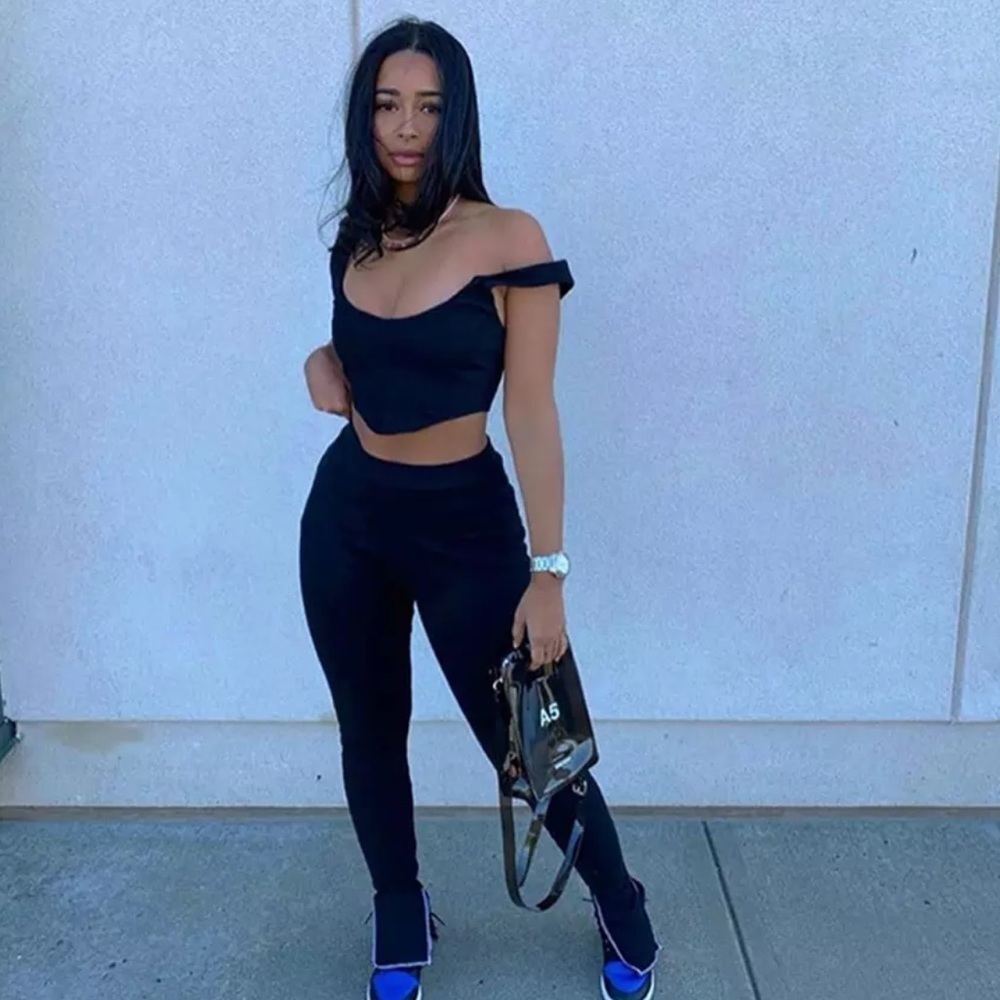 Black Slit Fitted Pants